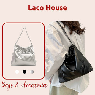 Túi xách nữ da pu đính nơ ⋆˚𝜗𝜚˚⋆ túi đeo vai dây xích, túi tote da t107