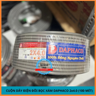 🚚 FREE SHIP 🚚 CUỘN DÂY ĐIỆN ĐÔI BỌC XÁM DAPHACO 2x4.0 (100 MÉT) 100% đồng nguyên chất