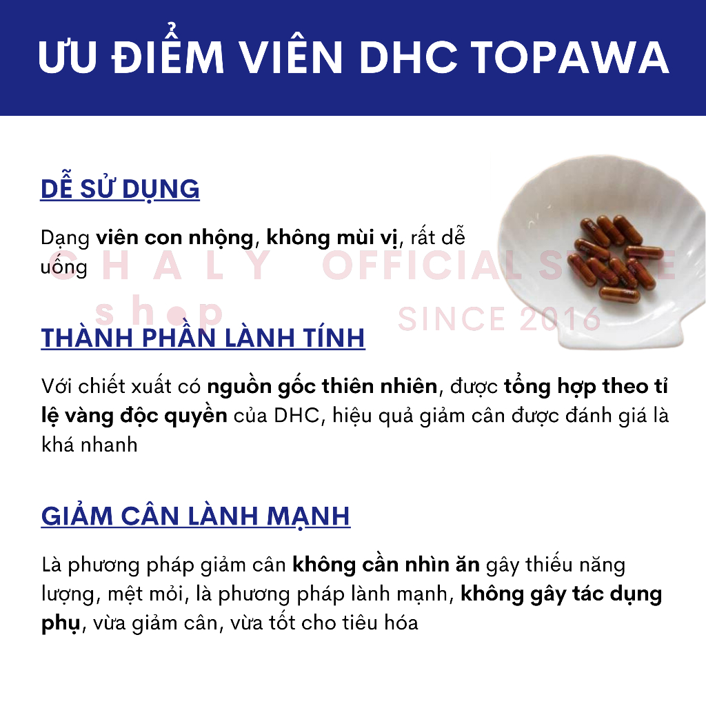 Viên uống giảm cân đa năng DHC Diet Power Topawa 60 viên Nhật Bản