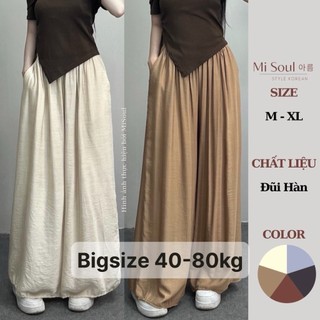  Quần Ống Rộng Vải Đũi  CÓ BIGSIZE 40 - 80KG   Quần Đũi Suông Ống Rộng Cạp Chun Giả Váy  821C 