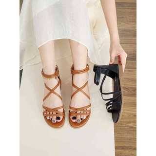 Giày sandal boho chiến binh nữ khóa kéo đế bằng M041 - Mang đi biển dạo phố đi chơi