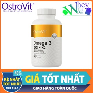  Omega 3 D3+K2 Ostrovit 90 Viên - Bổ sung vitamin D3 K2 E chất béo tốt 