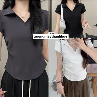 Áo thun bozip cổ bẻ đẹp co dãn, Áo cộc cổ bẻ m9