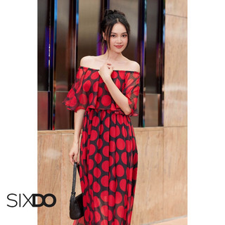 Đầm maxi châm bi đỏ SIXDO