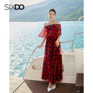 Đầm maxi châm bi đỏ SIXDO