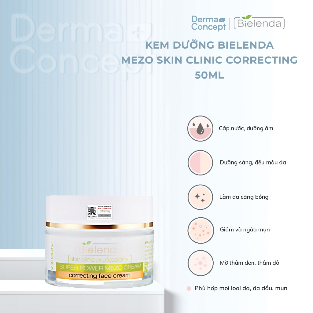 Kem dưỡng Bielenda Mezo Skin Clinic Correcting dưỡng sáng da, mờ thâm 50ml