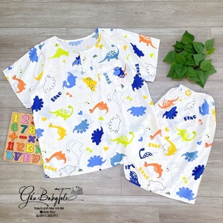 (Size 18:60-65kg) Đồ bộ tole/lanh bé trai tay ơi ngắn quần đùi GAUBABYTOLE, ít rút, thấm hút mồ hôi cho bé.