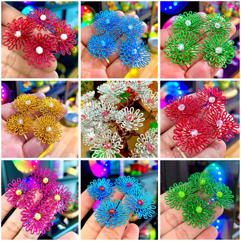 100 Bông Tùng Lá Nhôm mô phỏng hoa, lá làm bonsai handmade , hoa lá bonsai handmade tự làm