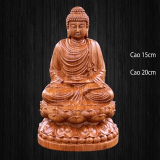 Tượng phật thích ca cao 15cm và 20cm chất liệu gỗ hương