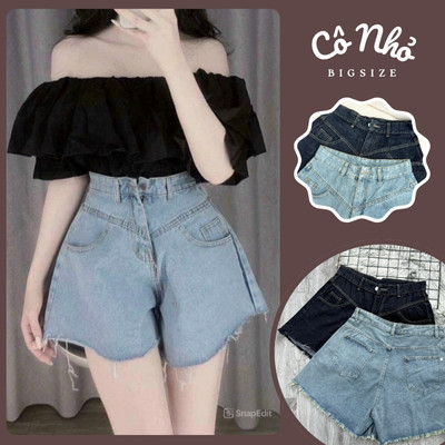 Quần Đùi Bigsize Cô Nhỏ,Quần Short Jeans Big Size Dáng Chữ A Lên Phom Tôn Dáng Che Bụng Mã J5