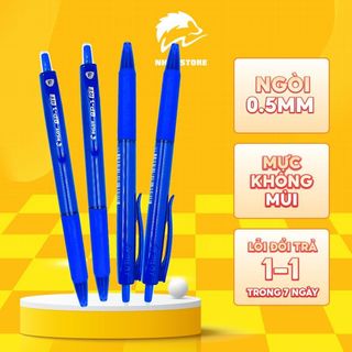 Bút bi xanh ngòi 0.5mm NhimStore dành cho học sinh sinh viên, Bút bi xanh 0.5mm trơn nhẹ dễ sử dụng có tay đệm cao su