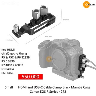 Small hdmi and usb-c cable clamp black mamba cage canon eos r series 4272