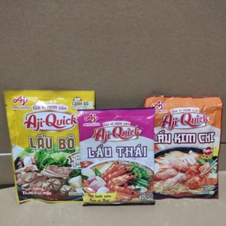  Gia Vị Nêm Sẵn Aji- Quick Lẩu Thái  Lẩu Kim Chi  Lẩu Bò  combo 2 gói  