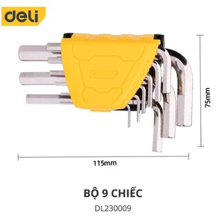 Bộ Lục Giác Deli Đầu Bằng Chữ L Cao Cấp 8-9 cây - Kiểu Dáng Nhỏ Gọn Giúp Người Dùng Cầm Nắm, Thao Tác Dễ Dàng