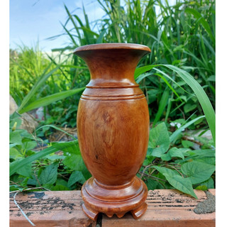 Lọ hoa gỗ hương nguyên khối cao 23x 11 cm