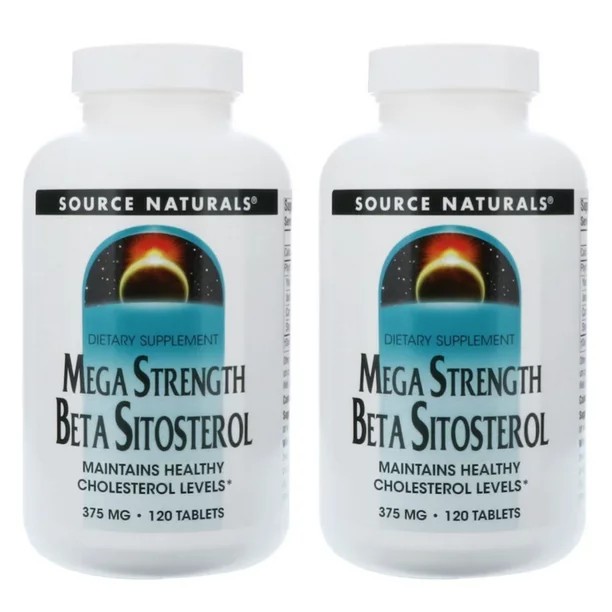 Source Naturals Mega Strength Beta Sitosterol 375mg Tablets, 120 Tablets, 2 Pack