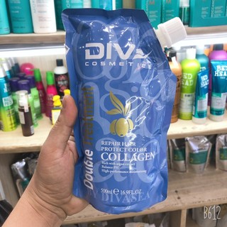 Kem ủ tóc phục hồi tóc hư tổn dưỡng mềm mượt DIVA Double Treatment 500ml