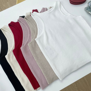 GERME Áo ba lỗ nữ cổ tròn dáng ôm body croptop, Áo tank top nữ chất thun tăm có độ co giãn thoái mát A6240643