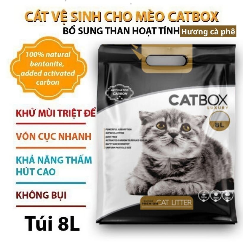 Cát Vệ Sinh Mèo Mix Than Hoạt Tính Hương Cà Phê 8L - Catbox Luxury