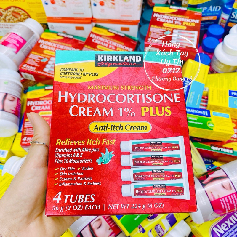 Kem bôi da Kirkland Hydrocortisone Plus Anti-Itch cream hàng chuẩn Mỹ không qua trung gian