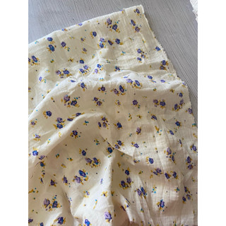 Vải Xô Muslin 2 lớp hoa nhí tím vintage