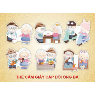 Thẻ cắm giấy cặp đôi ông bà trang trí bánh