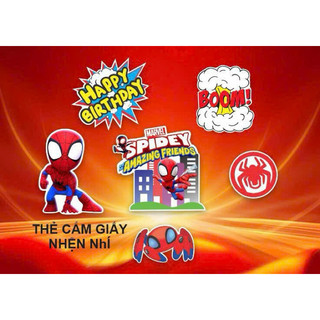 Set thẻ cắm giấy nhện nhí trang trí bánh