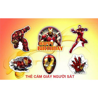 Set thẻ cắm giấy người sắt trang trí bánh
