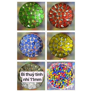 50 viên bi thuỷ tinh nhí 11mm khía màu - bi trang trí và sưu tầm