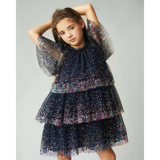 Váy ren sequin navy bé gái xuất dư