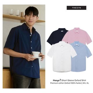 Áo sơ mi trơn ngắn tay thesyn, Áo sơmi ngắn tay phong cách Hàn Quốc Premium Oxford Blank, Local Brand THESYN
