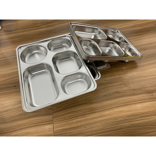 ⚡HOT⚡ Khay inox đựng thức ăn 5 ngăn, khay ăn cơm công ty , hàng ăn không nắp Tiện Lợi Linh Hoạt, Đa Năng
