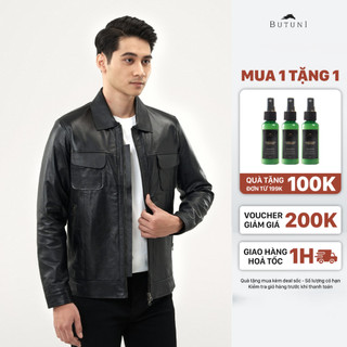 Áo khoác da nam da thật butuni trucker leather jacket - áo da nam da bò lớp mặt full grain lót lụa bảo hành 5 năm