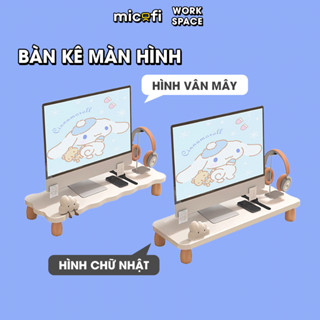 Kệ Màn Hình Micofi, Bàn Để Máy Vi Tính Kê Màn Hình PC Bằng Gỗ Decor, Bàn Kê Laptop Nâng Máy Tính Giá Đỡ Kệ Trắng 60 Cm