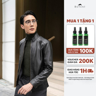 Áo khoác da nam da thật butuni martin bò lót lông cừu - áo da nam da bò lớp mặt full grain bảo hành 5 năm