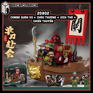 Combo Quan Vũ Châu Thương Đồ chơi Lắp ráp Tam Quốc Diễn Nghĩa Mô hình Quan Vũ Châu Thương Cưỡi Xích Thố trên Chiến