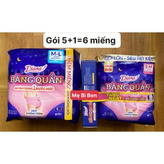[GÓI 5+1 MIẾNG] Băng Vệ Sinh Dạng Quần Diana Size M-L 5/S-M miếng/gói GÓI LỚN TIẾT KIỆM