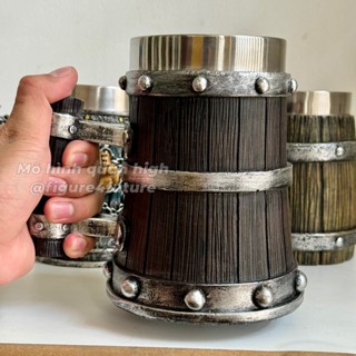 Ly nhựa giả gỗ giữ nhiệt One Piece dung tích 600ML inox 304 safe , Ly uống bia phong cách hải tặc 600ml giữ nhiệt