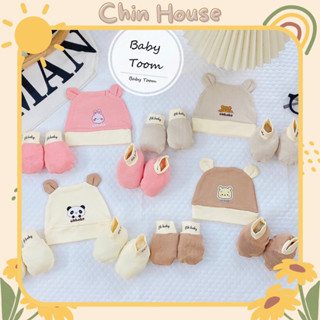 Set mũ bao tay bao chân cho bé sơ sinh Baby Toom xuất Hàn đáng yêu cho bé