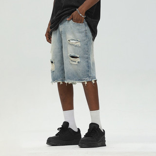 ⚡️ORDER⚡️ Quần Jeans short dáng wide leg ống rộng Rách 2024 - Quần bò lửng baggy Rách jean nam phong cách cá Tính 2024