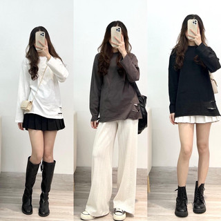 Xả kho áo ullzang hàn quốc rách gấu chất cotton