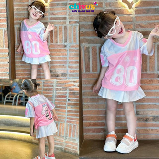 Đồ bộ bé gái chất cotton bóng loại 1, set bộ thể thao cho bé gái set váy hồng màu sắc đáng yêu mềm mại nữ tính