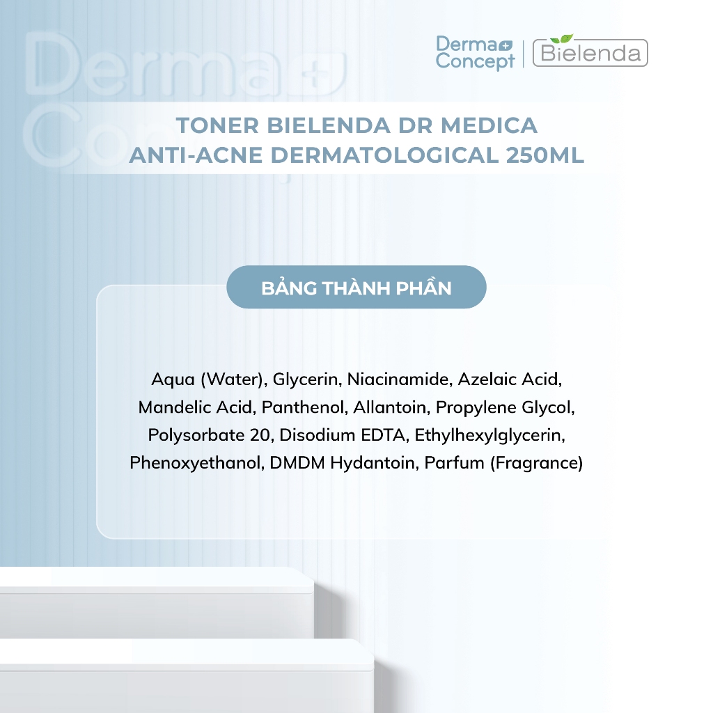 Toner Bielenda Dr Medica Anti-acne Dermatological làm sạch sâu, phục hồi da và giảm mụn 250ml