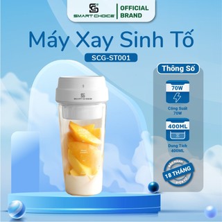 Máy xay sinh tố cầm tay smartchoice scg-st001 pin sạc, may xay hoa quả mini 70w 400ml 3 lưỡi