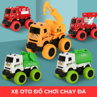  Xe Ô Tô Đồ Chơi Chạy Đà Xe Ben Máy Xúc Cứu Thương Cần Cẩu Nhựa ABS An Toàn Bánh Cao Su Chống Trượt 89020 