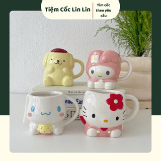 Cốc sứ Hello Kitty hoạt hình dung tích nhỏ, Ly sứ cô gái dễ thương, quà tặng cốc trẻ em