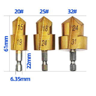 Bộ 3 mũi khoan khoét ống nhựa PPR chuyên sửa ống nhựa bị hỏng khoan nong ống nhựa chuôi lục giác phi 20-25-32mm