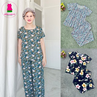 Đồ bộ trung niên tay ngắn quần dài tole lanh 2 da 50-80kg cho bà và mẹ