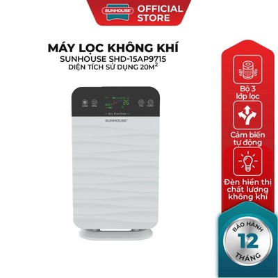 Máy lọc không khí Sunhouse SHD-15AP9715 diện tích sử dụng 20m2 | 3 lớp màng lọc sạch bụi bẩn