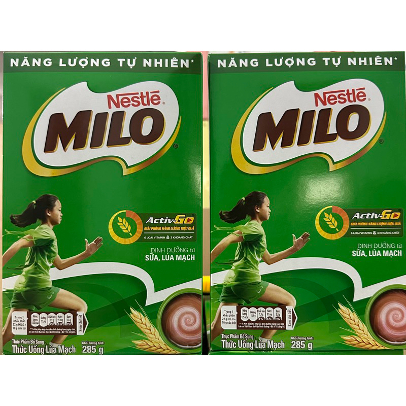 COMBO 2 Hộp MILO Bột hộp giấy 285g (date  11/2026)——